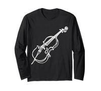 One Line Art Drawing Cello String Instrument Long Sleeve T-Shirt