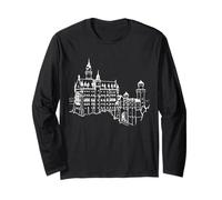 One Line Art Drawing Fairy Tale Castle Long Sleeve T-Shirt
