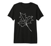 One Line Art Drawing Holly Leaf Botanical Premium T-Shirt