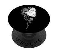 One Line Art Woman's Face & Rose Modern Aesthetic PopSockets Adhesive PopGrip