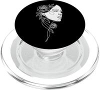 One Line Art Woman's Face & Rose Modern Aesthetic PopSockets PopGrip for MagSafe