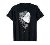 One Line Art Woman's Face & Rose Modern Aesthetic T-Shirt