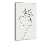 One Line Drawing Face Canvas Poster Wall Art Decor Print Picture Paintings for Living Room Bedroom Decoration 24x36inch(60x90cm)