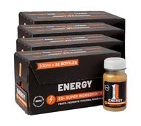 One Living - Energy Health Shot Drink, Water Kefir, Tropical Boost with Guarana & Ginseng - All Natural Ingredients, 32 x 100ml, Vegan