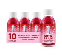 One Living Kombucha Drink Health Shots - Blueberry, Elderberry & Acai - 10 x 60ml Bottles - High Fibre, Live Cultures, Low Sugar, Vegan - Gut & Cognitive Health