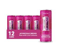One Living Kombucha Drink - Raspberry & Pomegranate - 12 x 250ml Cans - Sugar Free, Great Tasting Authentically Brewed Kombucha with Live Cultures