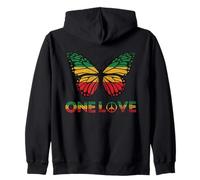 One Love Butterfly Rasta Reggae Peace Rastafari Roots Zip Hoodie