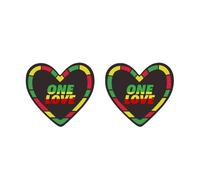 One Love Heart Temporary Tattoos - 2 Pack, Rasta Flag, Jamaica Rastafari Body Art