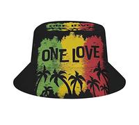 One Love Music Reggae Rasta Jamaican Men's Women's Bucket Hat Summer Vacation Travel Beach Sun Hat Packable Lightweight Outdoor Hat, Style, One Size