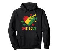 One Love Rasta Heart Reggae Roots Jamaica Butterfly Peace Pullover Hoodie