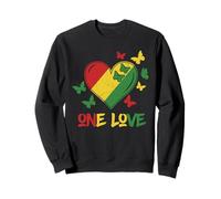 One Love Rasta Heart Reggae Roots Jamaica Butterfly Peace Sweatshirt