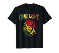 One Love Rasta Lion Jamaican Pride Reggae African T-Shirt, Men, Black, X-Large