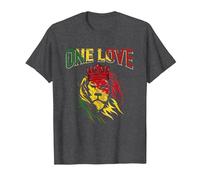 One Love Rasta Lion Jamaican Pride Reggae African T-Shirt, Men, Dark Heather Grey, Small