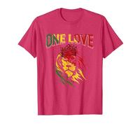 One Love Rasta Lion Jamaican Pride Reggae African T-Shirt, Men, Red Heather, Large