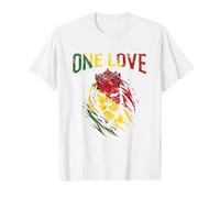 One Love Rasta Lion Jamaican Pride Reggae African T-Shirt, Men, White, Medium
