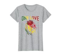 One Love Rasta Lion Jamaican Pride Reggae African T-Shirt, Women, Heather Grey, Medium