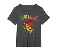 One Love Rasta Lion Jamaican Pride Reggae African T-Shirt, Women's Plus, Dark Heather Grey, 3X