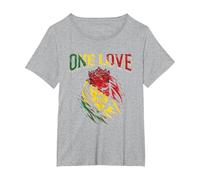 One Love Rasta Lion Jamaican Pride Reggae African T-Shirt, Women's Plus, Heather Grey, 4X