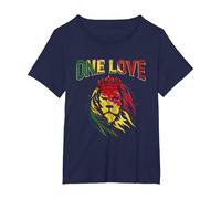 One Love Rasta Lion Jamaican Pride Reggae African T-Shirt, Women's Plus, Navy Blue, 3X
