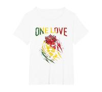 One Love Rasta Lion Jamaican Pride Reggae African T-Shirt, Women's Plus, White, 6X