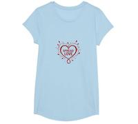 One Love Spread Love Heart Floral Inspirational Quote T-Shirt, Girls, Baby Blue, Small