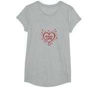 One Love Spread Love Heart Floral Inspirational Quote T-Shirt, Girls, Heather Grey, Small