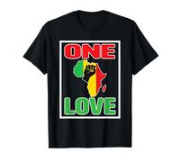 One Love With Africa Map Black Power Raised Rist T-Shirt