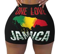 One Loves Jamaica Rasta Reggae Music Caribbean Women's Workout Shorts Yoga Shorts Elastic Athletic Short Fitness Pant