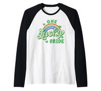 One Lucky Bride St Patricks Day Rainbow Shamrock Clover Raglan Baseball Tee