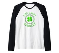One Lucky Kennedy Irish Family Four Leaf Clover Raglan Baseball Tee