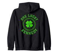 One Lucky Kennedy Irish Family Four Leaf Clover Zip Hoodie