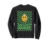 One Lucky Nurse St Patricks Day Retro Melting Happy Face Sweatshirt
