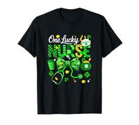 One Lucky Patrick's Day Nurse Job Tools Bow Tie Clovers T-Shirt