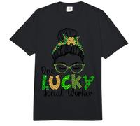 One Lucky Social Worker Shamrock Leopard St Patricks Day Comfort Colors Adult Heavyweight T-Shirt