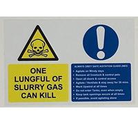 One lungful of slurry gas can kill - safe agitation guidelines Safety sign - 1.2mm Rigid plastic 300mm x 200mm