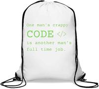 One Man's Code is Another Man's Full Time Job Funny Gym Sack Casual Drawstring Bag White