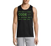 One Man's Code is Another Man's Full Time Job Funny Men's Cotton Tank Top T-Shirt Black Medium