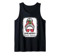One Merry Dental Assistant Women Messy Bun Gifts Christmas Tank Top