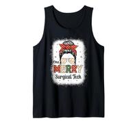 One Merry Surgical Tech Gifts Messy Bun Surg Tech Christmas Tank Top