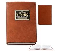 One Minute with God for Men Devotional Journal, Christian Gifts for Men -365 Daily Devotions Bible Journal, Brown Faux Leather Self-Improvement Planner Notebook