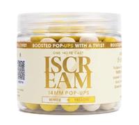 One More Cast OMC iScream Boosted Fluoro Pop Ups (Pink/Red & White/Yellow) 14mm Hi Viz Ultra Buoyant Carp Hookbait - 200ml Tub