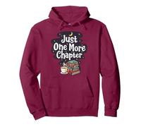 One More Chapter Book Lover Bookworm Book Club Lover Pullover Hoodie, Adult Unisex, Burgundy, Medium
