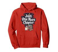 One More Chapter Book Lover Bookworm Book Club Lover Pullover Hoodie, Adult Unisex, Red, Medium
