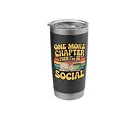 One More Chapter Then Social Retro Groovy Bookworm Reading Stainless Steel Insulated Tumbler