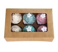 ONE MORE Cupcake Boxes with Inserts Hold 6 Standard Cupcakes, Brown Bakery Boxes, Cupcake Carrier, Cupcake Holder, Food Grade Kraft Cupcake Container for Muffins (Brown, 15)
