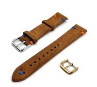 ONE MORE ITALIA Genuine Suede Leather Strap, Vintage Laces, Quick Release, 18mm, Black, Brown