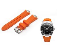 One More PRX Rubber Strap Compatible with Tissot Power Matic and Quartz 40 mm 35 mm Quick Release, Black Orange Blue Green, Orange, Cassa 40mm, Strap