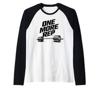 One More Rep Gym Motivation Barbell Weightlifting Quote Raglan Baseball Tee