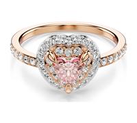 One motif ring, Heart cut, Pavé, Heart, Pink, Mixed metal finish