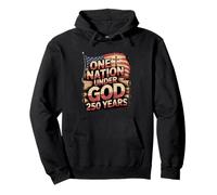 One Nation Under God 250 Years American Flag Christian Pullover Hoodie